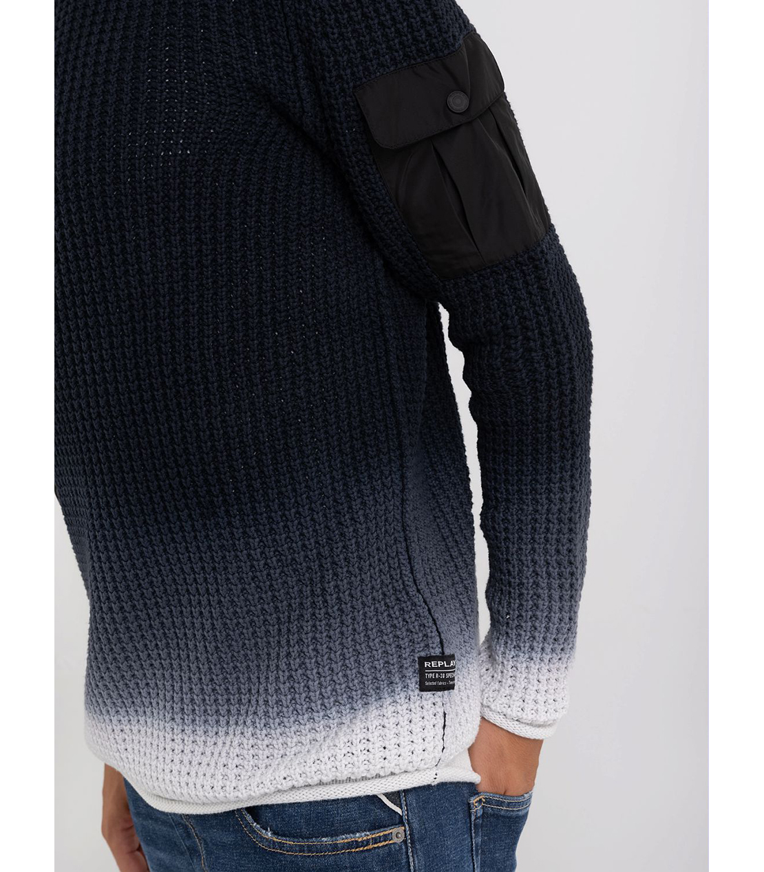 コットンクリンクルグラデーションニット 詳細画像 ブルー 6